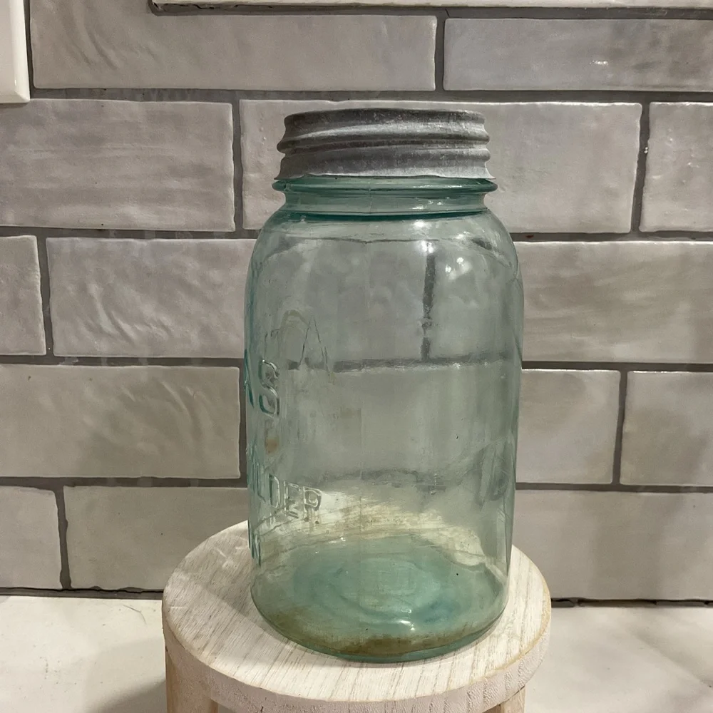 Atlas Vintage Glass Storage Jar with Gray Lid